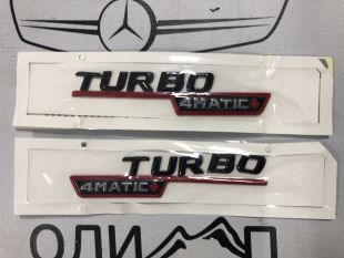 Шильдик на крыло biturbo 4matik+ черный